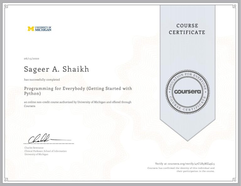 About me: My Python Certification